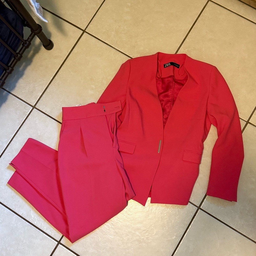 Zara Pink Blazer and Pants Set